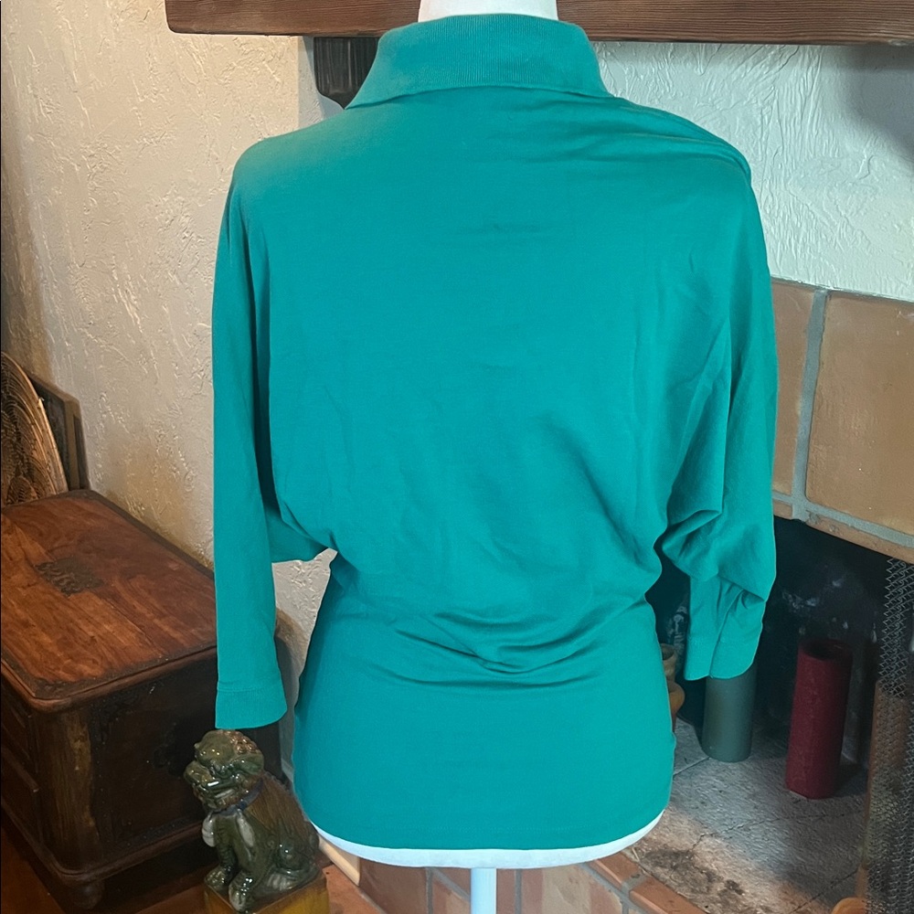 LACOSTE + Malandrino Green Batwing 1/4 Sleeve Fitted Polo Hirt, size S - Picture 7 of 10